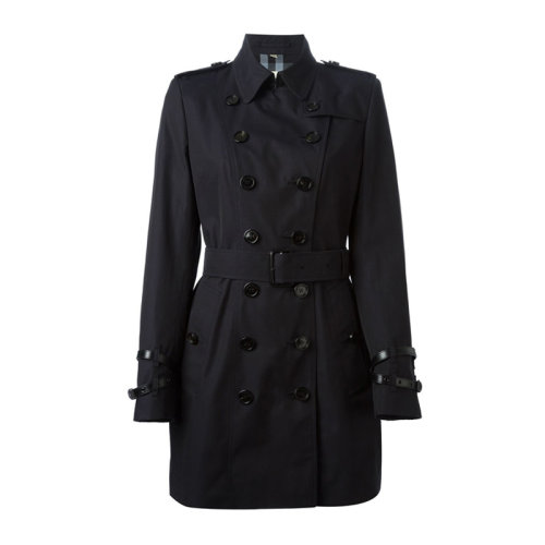 BURBERRY 博柏利 巴宝莉 女士 服装  海军蓝色翻领双排扣大衣 女士大衣