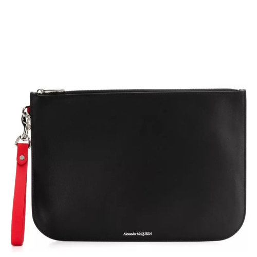 Alexander McQueen/亚历山大麦昆 男女同款 黑色皮革时尚手拿包 5508151A7AN1075