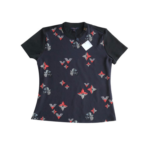 Louis Vuitton路易 女士印花logo短袖T恤 老花配皮标