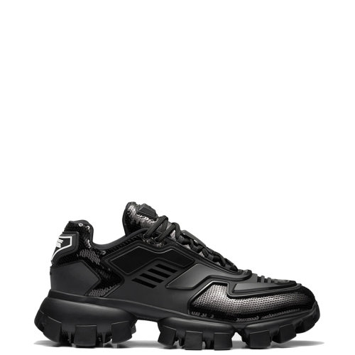 PRADA/普拉达 22年新款 Cloudbust Thunder系列 男士黑色皮革和织物材质亮片装饰厚底运动鞋2EG293_959_F0002