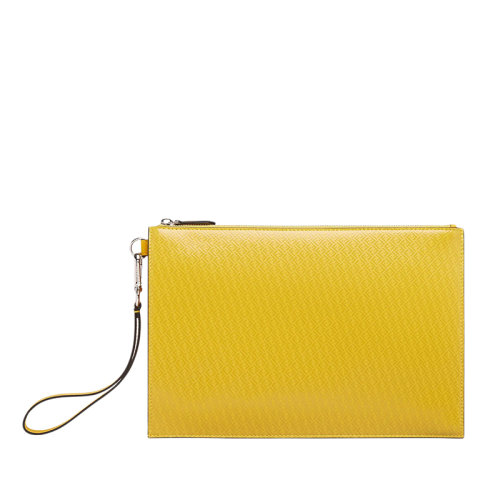 FENDI/芬迪  男士黄色FF印花皮革拉链手拿包7N0110AGLPF0M8A