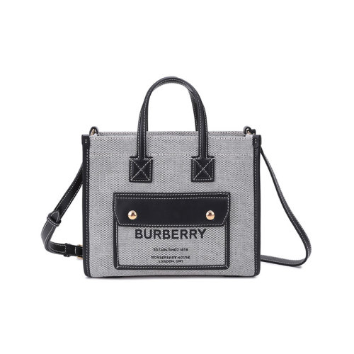 BURBERRY/博柏利女款织物/配皮迷你款Freya芙蕾雅包托特包手提单肩斜挎包Horseferry印花 80441421