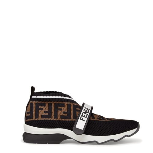 FENDI/芬迪  女士黑色织物FF标志拼接休闲运动鞋  8E6701A5JFF14ZV