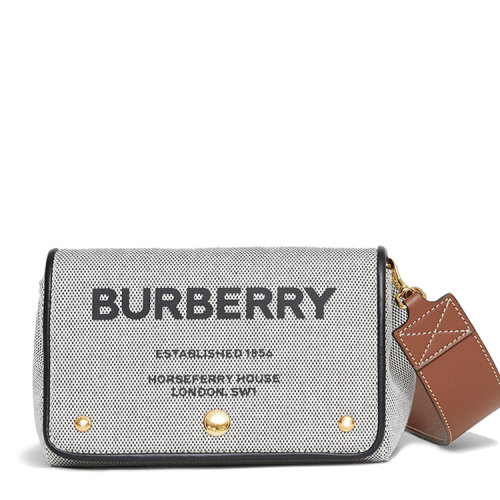 BURBERRY/博柏利 小号 Horseferry 印花棉质帆布斜背包 80398691