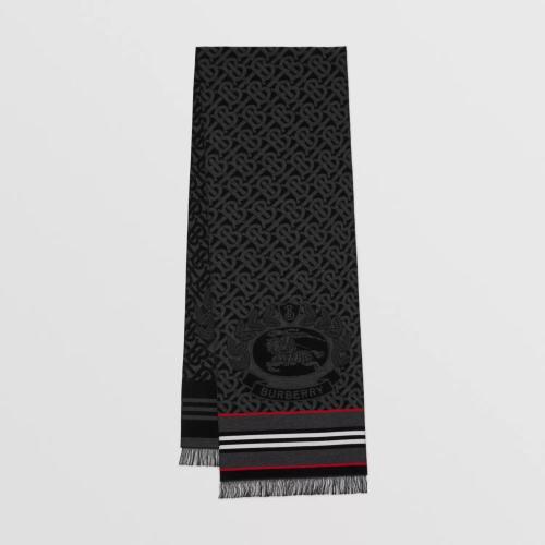  BURBERRY 22年秋冬 女士 蒙太奇提花丝毛混纺围巾 80640041