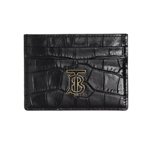 BURBERRY/博柏利 22新款 女士黑色鳄鱼纹路压纹皮革卡包80592031