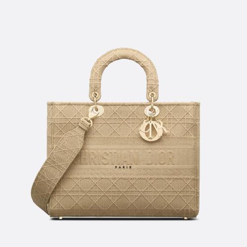  DIOR迪奥 22年秋冬 女士 手提包 大号-lady-d-lite-手袋-米色藤 M0566OREY_M919 预定商品1-3周发货