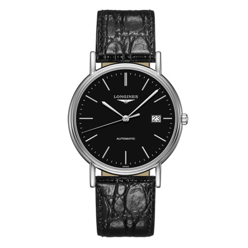 LONGINES/浪琴  时尚系列 自动机械表黑盘皮质表带精钢表壳男表38.5毫米L4.921.4.52.2