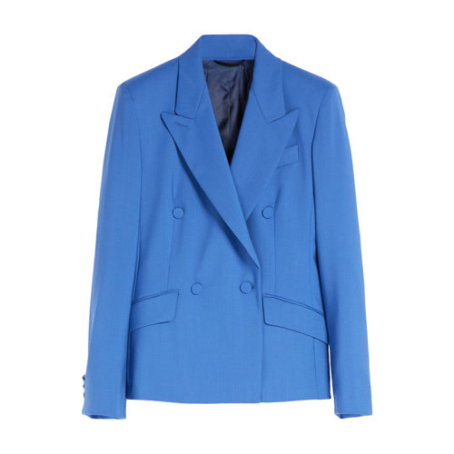 MaxMara/麦丝玛拉 22年早春新款 SPIGA系列 女士宝蓝色羊毛混纺帆布西装外套夹克5041062706020