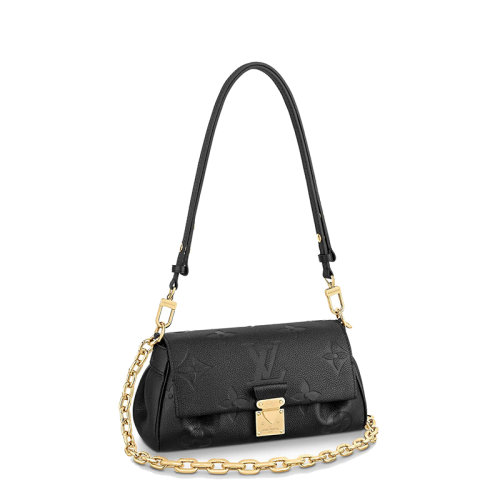 Louis Vuitton/路易威登 21新款FAVORITE系列 女士黑色柔软小牛皮会标压花金扣长方形斜挎单肩包M45813