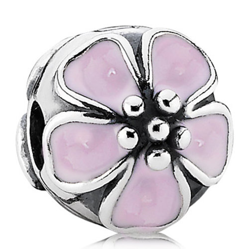 PANDORA 潘多拉 女士 粉色樱花925银珐琅固定夹 串珠配珠 791041EN40