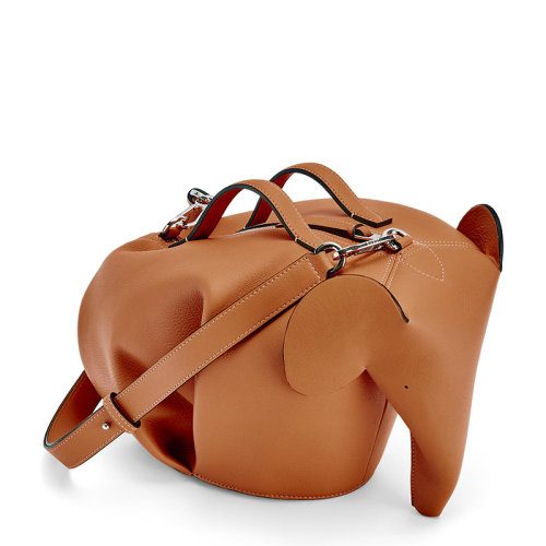 LOEWE/罗意威  Elephant系列 男士大号棕褐色经典小牛皮拉链大象轮廓可调节肩带拉链斜挎单肩包0010492650