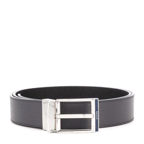 BALLY/巴利 Shiff系列男士腰带深灰色粒面压花小牛皮银色金属搭扣可调节皮带腰带 6232347