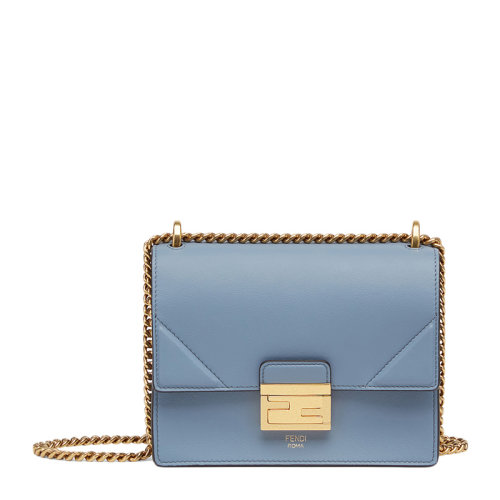 FENDI/芬迪 女士纯色牛皮经典金属双F字母徽标装饰小号单肩包斜挎包链条包女包 8BT312-A5DY 多色可选