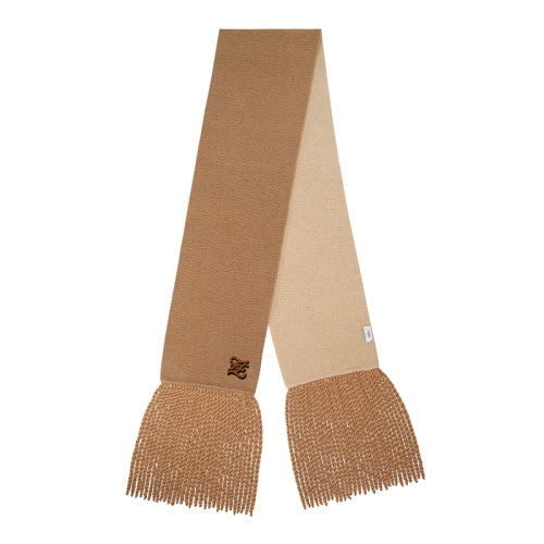 FENDI/芬迪 女士双色骆驼绒混纺羊毛FF karligraphy刺绣 长款流苏围巾FXT332AHRJF0QU5