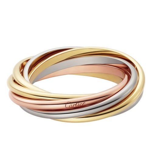 CARTIER/卡地亚 TRINITY系列 18K金白金黄金玫瑰金三色三环戒指B4089100