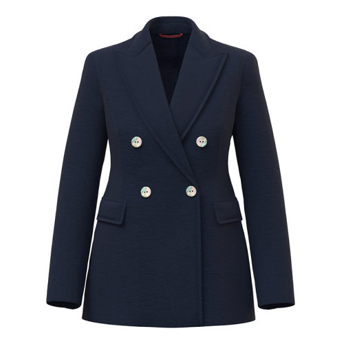 MaxMara/麦丝玛拉 22年早春新款 ZIBELLO系列 女士海军蓝色粘胶纤维平纹针织西装外套6911022706002