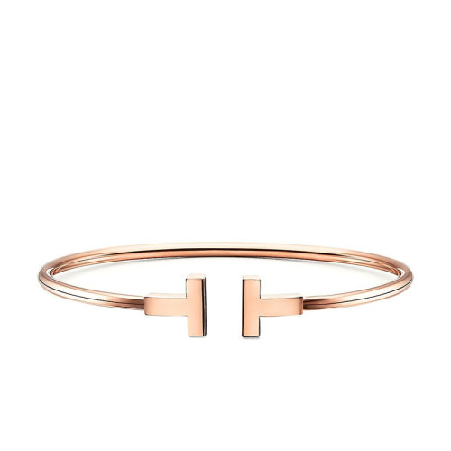 Tiffany & Co./蒂芙尼 经典Tiffany T系列 18K金玫瑰金T形图案Wire精致手镯GRP07789