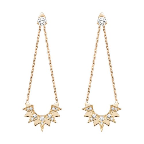 PIAGET/伯爵 SUNLIGHT系列 链条坠半太阳镶22颗钻 优雅耳坠 G38R1100