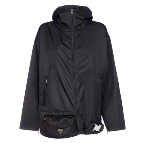 PRADA/普拉达 女装 女士 黑色尼龙腰包连帽夹克外套 291783-1WQ8-F0002