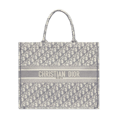 DIOR/迪奥 BOOK TOTE系列 灰色老花提纹刺绣手提托特包 M1286ZRIW_M932