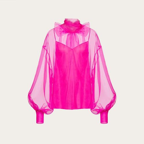 VALENTINO华伦天奴 22年秋冬 女士 长袖衬衫 TOP EN ORGANZA 1B0AE7L01C8UWT