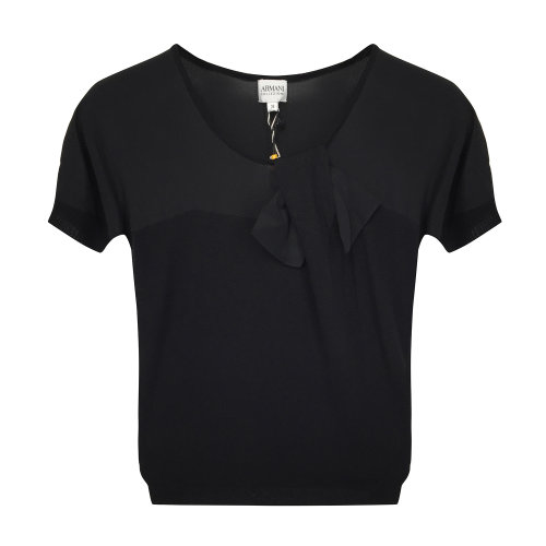 ARMANI COLLEZIONI/阿玛尼卡尔兹黑色女短袖T恤  PMM07M PM02M 999