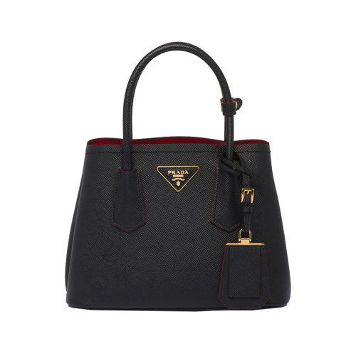PRADA/普拉达 22新款 Prada Double系列 女士mini黑/红色saffiano皮革金扣徽标单肩斜跨手提包1BG443_2A4A_F0LJ4_V_XOO