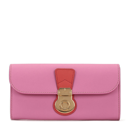 BURBERRY/博柏利 女士玫瑰粉粉红色皮质长款钱包钱夹卡包卡夹手拿包女包 4068136