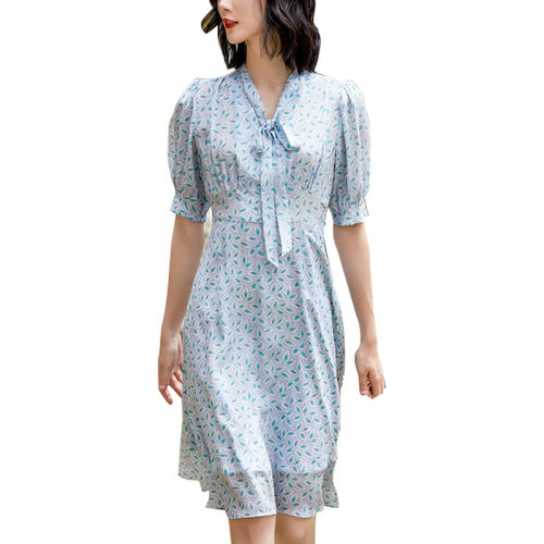 GeleiStory/GeleiStory  夏季新款女装高腰气质显瘦裙子蝴蝶结  女装＞女士裙装＞女士连衣裙