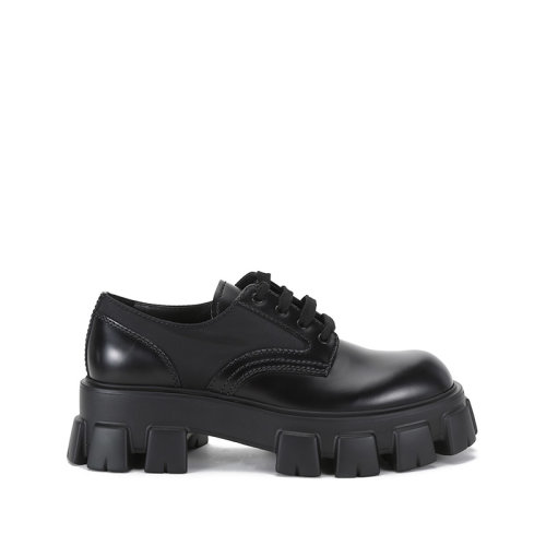 PRADA/普拉达 男士皮革/织物Monolith系带厚底皮鞋 2EE342 3LFR