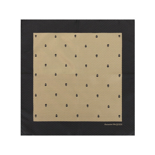 Alexander McQueen/亚历山大麦昆  男士桑蚕丝方巾丝巾 557716 4002Q