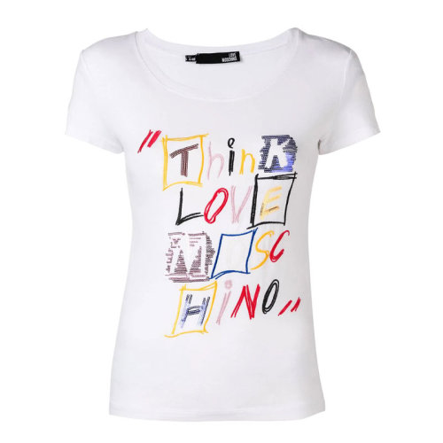LOVE MOSCHINO/LOVE MOSCHINO  女装时尚百搭字母小白T女士圆领短袖T恤 W4B194QE2011A00