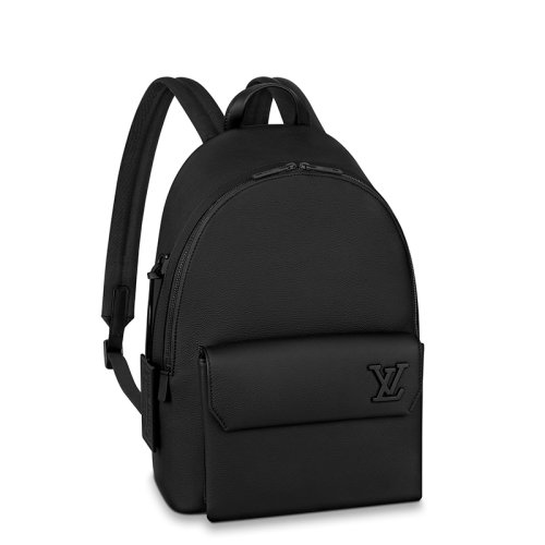 Louis Vuitton/路易威登 22春夏新款AEROGRAM系列 男士黑色粒面小牛皮黑扣配可拆卸吊饰双肩背包M57079