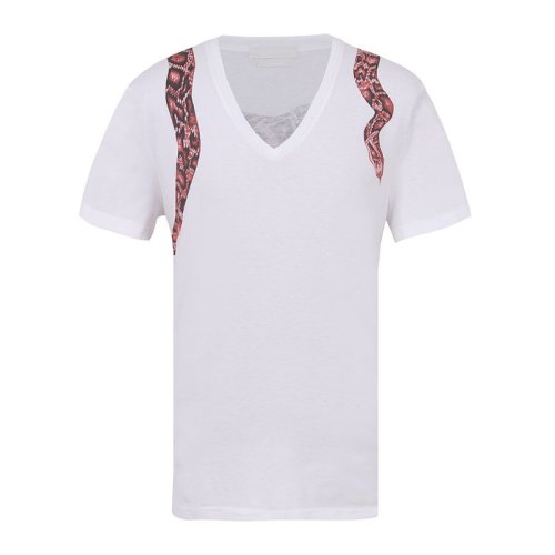 Alexander McQueen/亚历山大麦昆 棉质肩膀蟒蛇图案男士短袖T恤