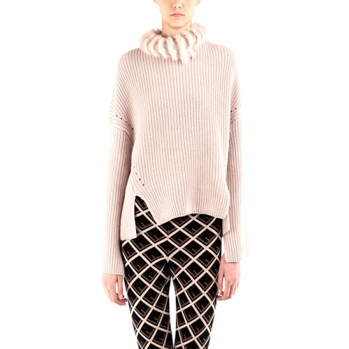 FENDI/芬迪  女装 女士淡粉色时尚羊绒套头秋冬针织衫/毛衣 FZY720A58YF14FO