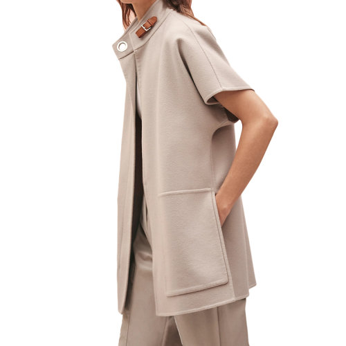 HERMES/爱马仕 22年早春新款 女士米色纯羊绒短袖开衫H2E0129DB1J38