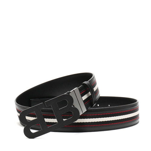 BALLY/巴利 男士织物配皮板扣式皮带腰带 MIRROR B 40 M TSP