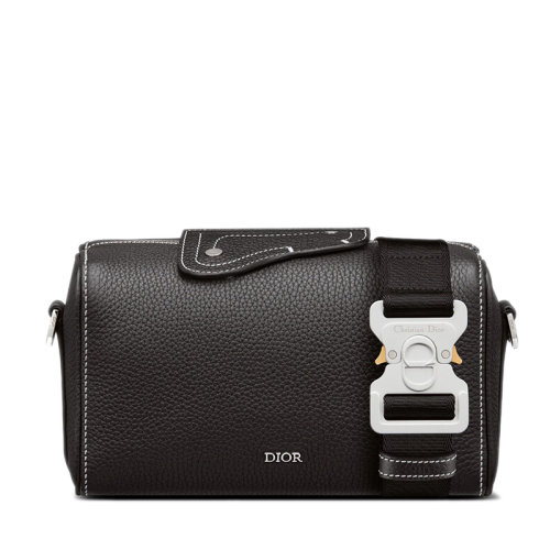 DIOR/迪奥 22春夏新款LINGOT 22系列 男士黑色粒面小牛皮拉链开合斜跨单肩包1ADPO249ULC_H00N