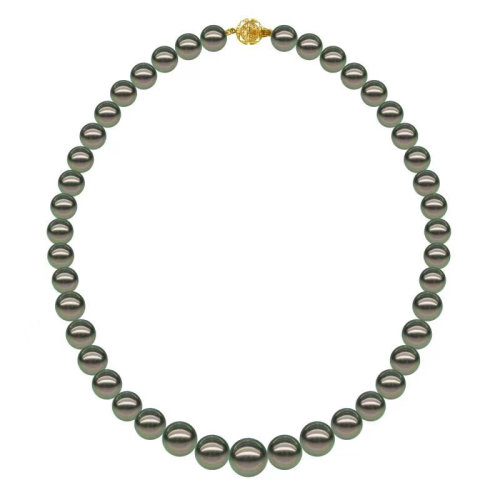 zhuella/珠艾乐 荣华富贵 8-10mm大溪地黑珍珠18K金项链