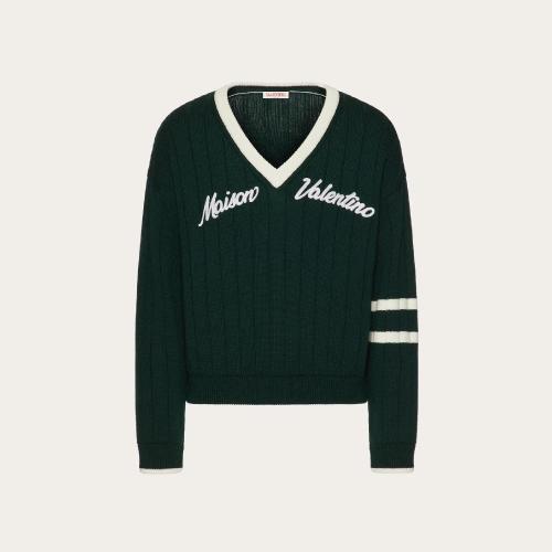  VALENTINO华伦天奴 22年秋冬 男士 针织衫 PULL EN LAINE A_VEC COL EN V ET BRODERIE MAISON