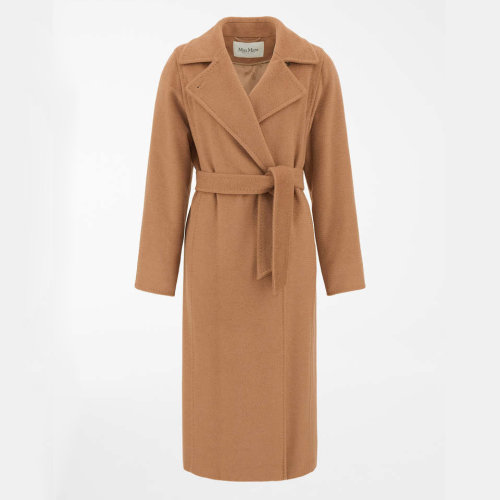 MaxMara/麦丝玛拉 女士 Manuela Icon Coat 驼色翻领长款驼绒大衣 1016141906001