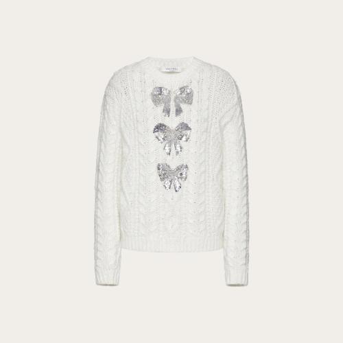  VALENTINO华伦天奴 22年秋冬 女士 针织衫 PULL BRODé EN MOHAIR MéLANGé XB3KC30Y6V0CZ7