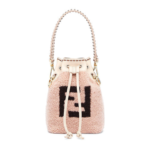 FENDI/芬迪MON TRESOR 粉红色羊皮迷你手袋 羔羊皮,皮草8BS010AHVU