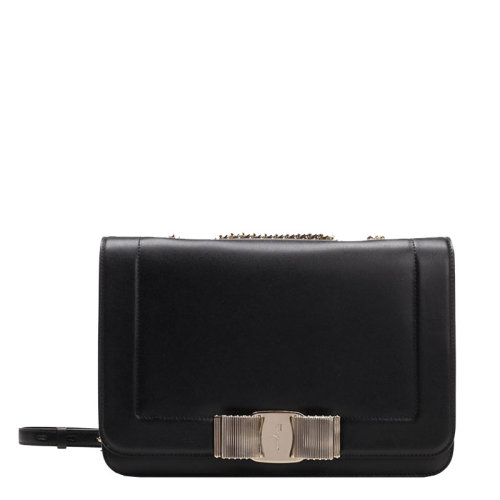 Salvatore Ferragamo/菲拉格慕 女士 女包 黑色皮革时尚斜挎包单肩包 21G966 690820