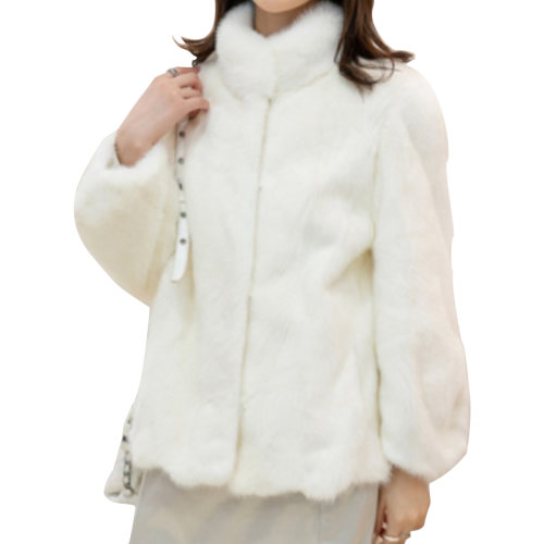GeleiStory/GeleiStory新款貂皮大衣女白色韩版修身立领整貂水貂皮草外套裘皮女士外套 女士皮草