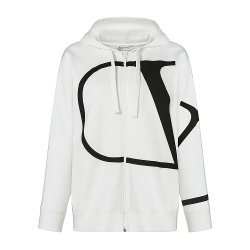 Valentino/华伦天奴 白色/黑色 女士VLOGO拉链卫衣 TB3MF04R537A01 2020早春