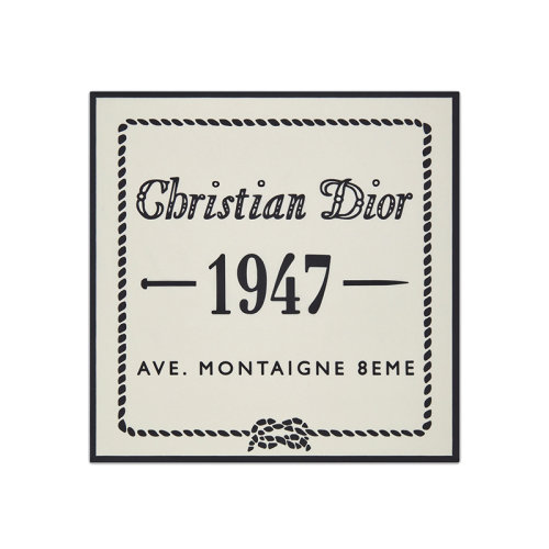 DIOR/迪奥 22年秋冬新款 CD 1947系列 男士米色纯棉帆布黑色印花饰巾丝巾方巾24B1060A0735_C089