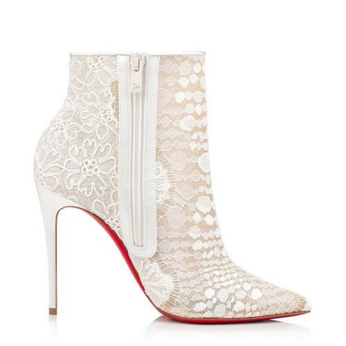 Christian Louboutin/克里斯提鲁布托 女士白色网眼和蕾丝脚踝靴1210055W212