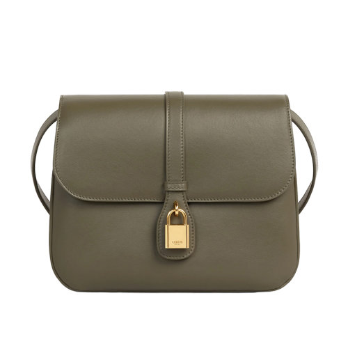 CELINE/赛琳 22春夏新款TABOU系列 女士中号深橄榄色光滑牛皮革金色锁扣斜挎单肩包 196583DK1.31DO